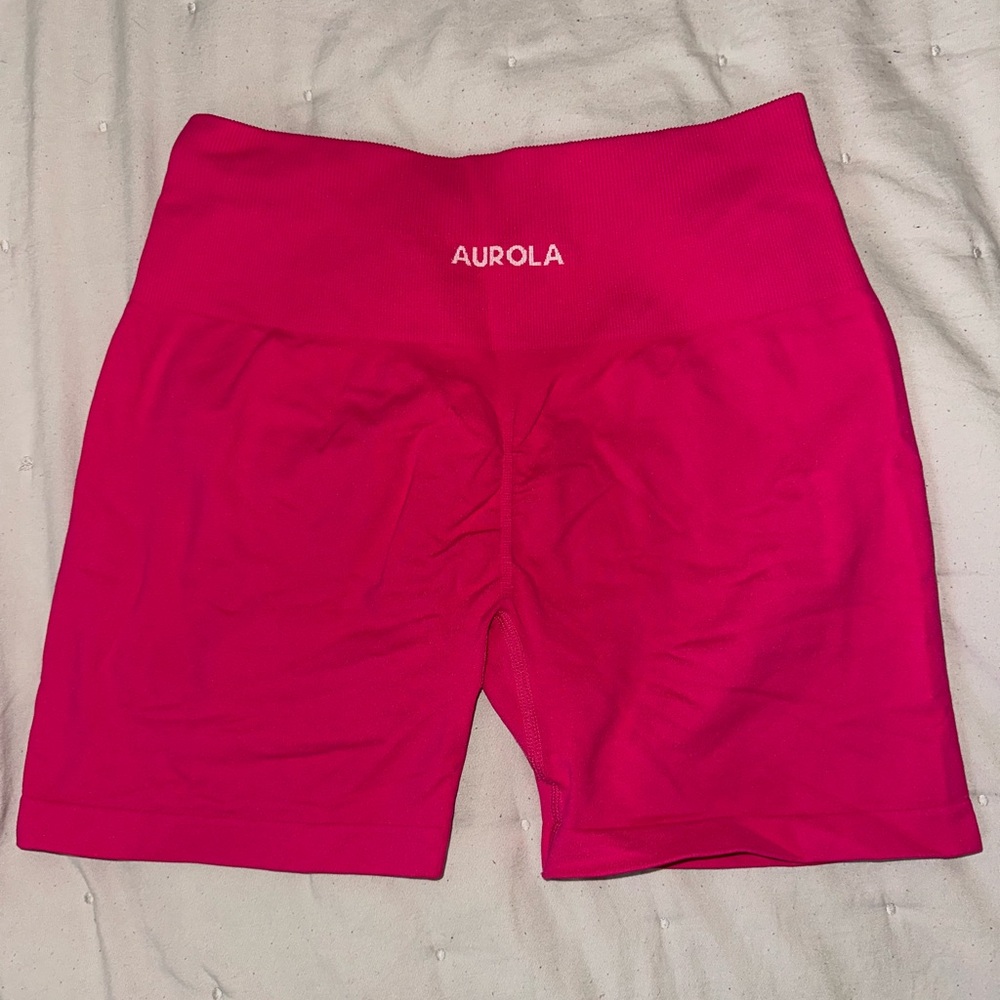 Hot Pink Compression Bike Shorts with Wide Waistband
